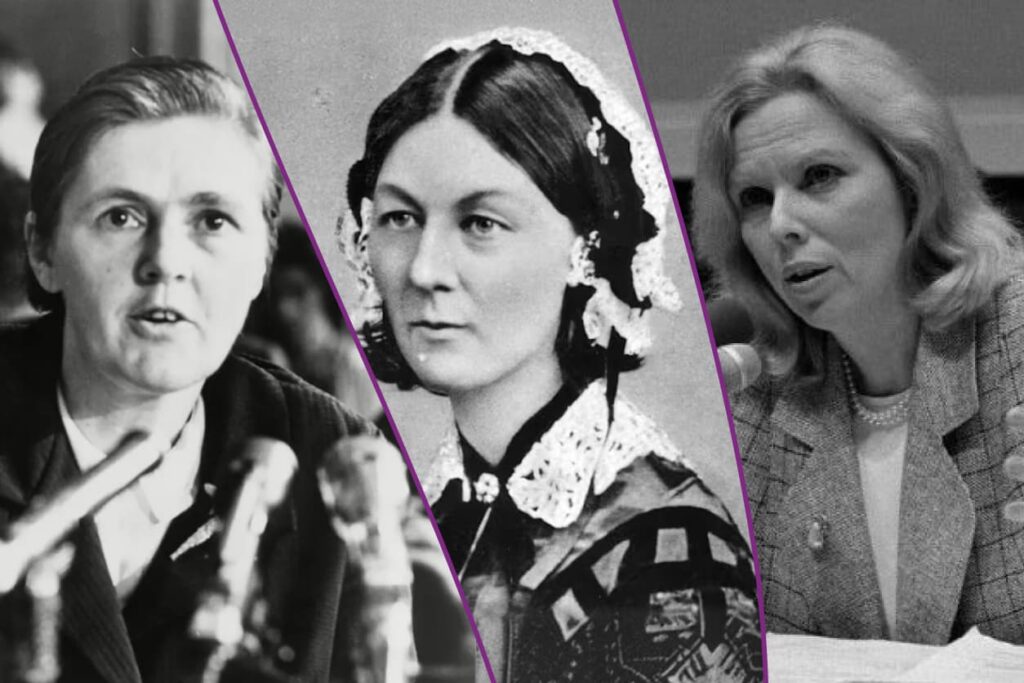 Historical photos of three women